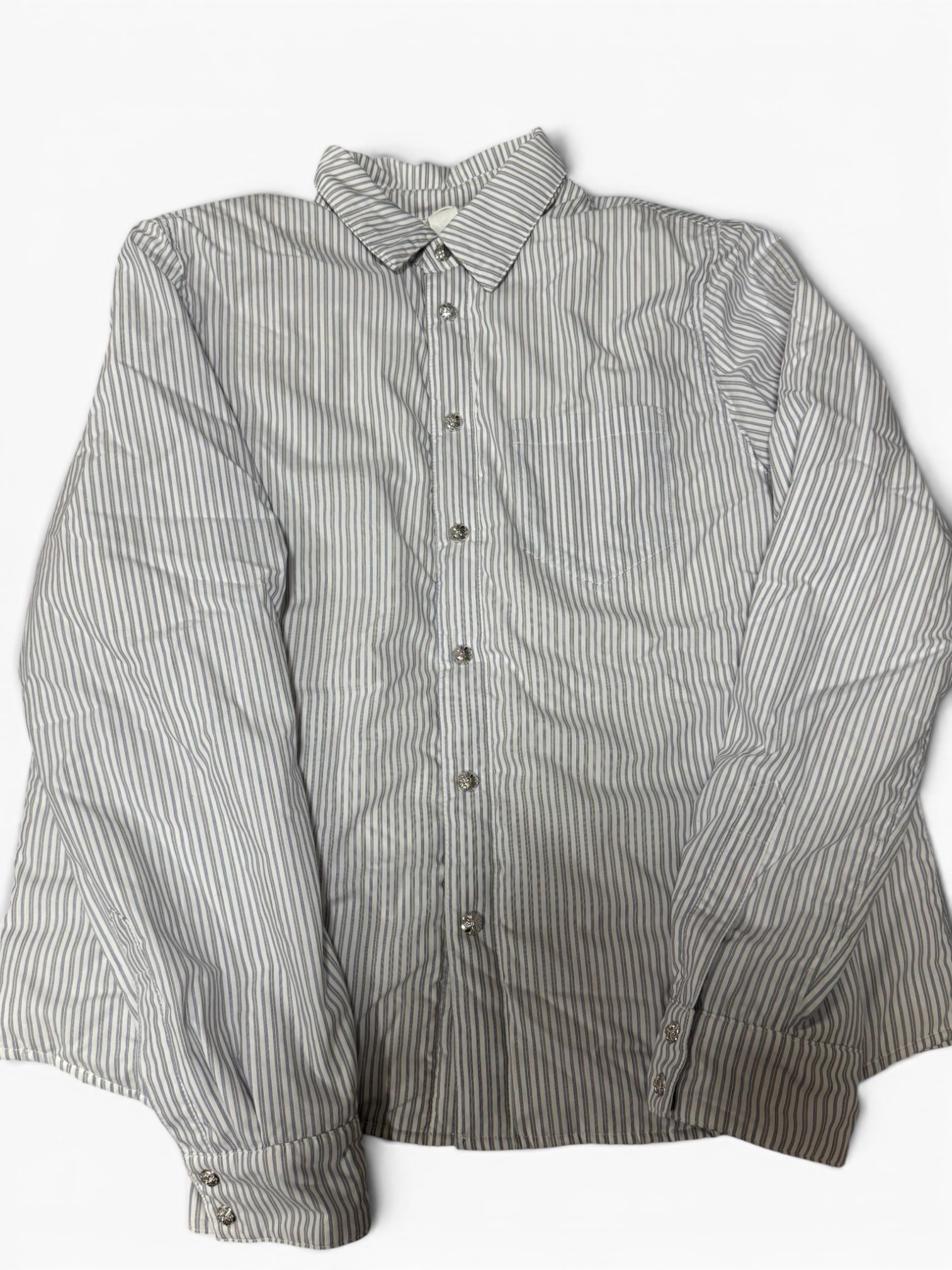 Chrome Hearts Loose Ends Down Striped Shirt Jacket "White/Blue"