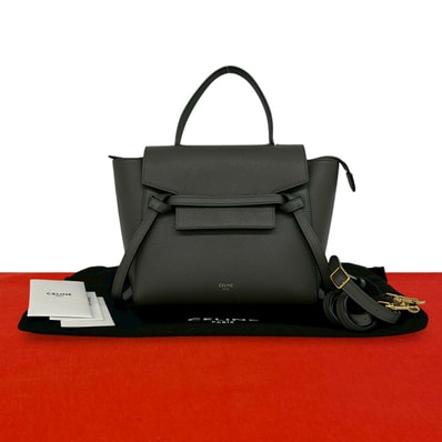 CELINE セリーヌ ベルトバッグ ナノ レザー ショルダーバッグ グレー
03735