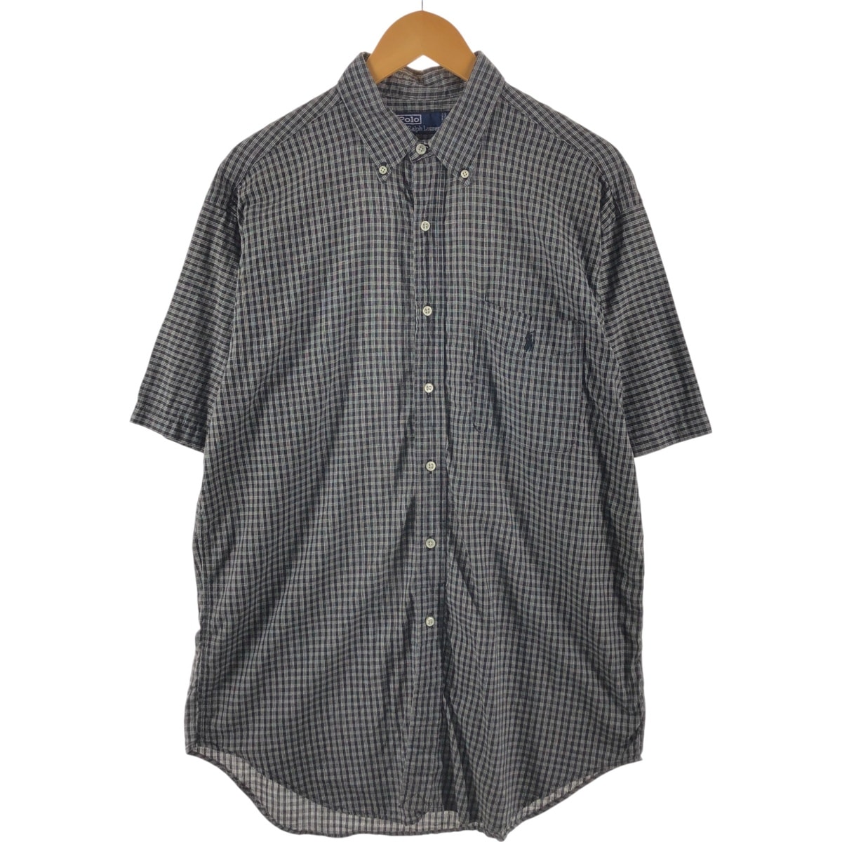 古着 ラルフローレン Ralph Lauren POLO by Ralph Lauren 半袖 ボタンダウン チェックシャツ カナダ製 メンズL相当/eaa533033