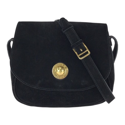美品 CELINE セリーヌ ヴィンテージ スターボール ブラック 黒 ゴールド金具 スウェード ショルダーバッグ ポシェット 604052 【中古】
