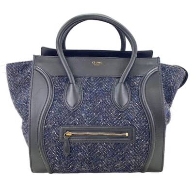 セリーヌ CELINE ツイード ラゲージ mini ハンドバッグ【中古】