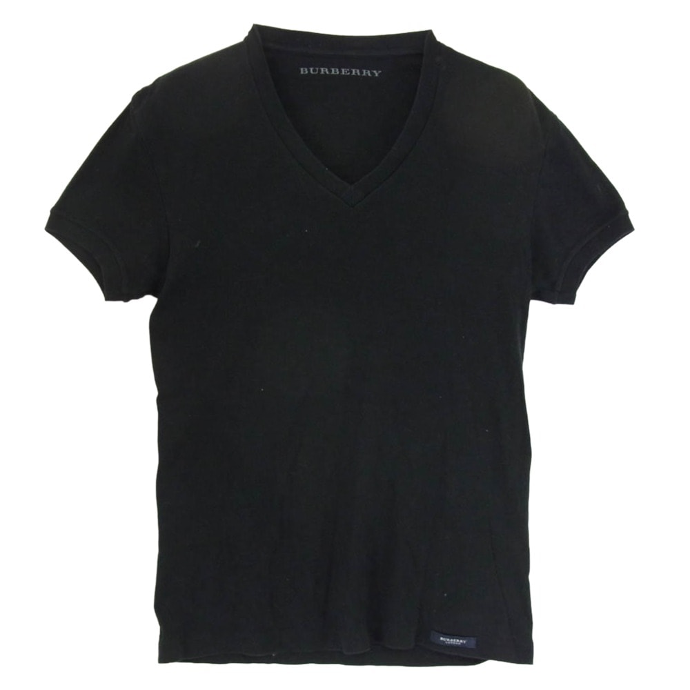 BURBERRY バーバリー Tシャツ Vネック 無地 ワンポイント コットン 半袖 Tシャツ ブラック系 L【中古】