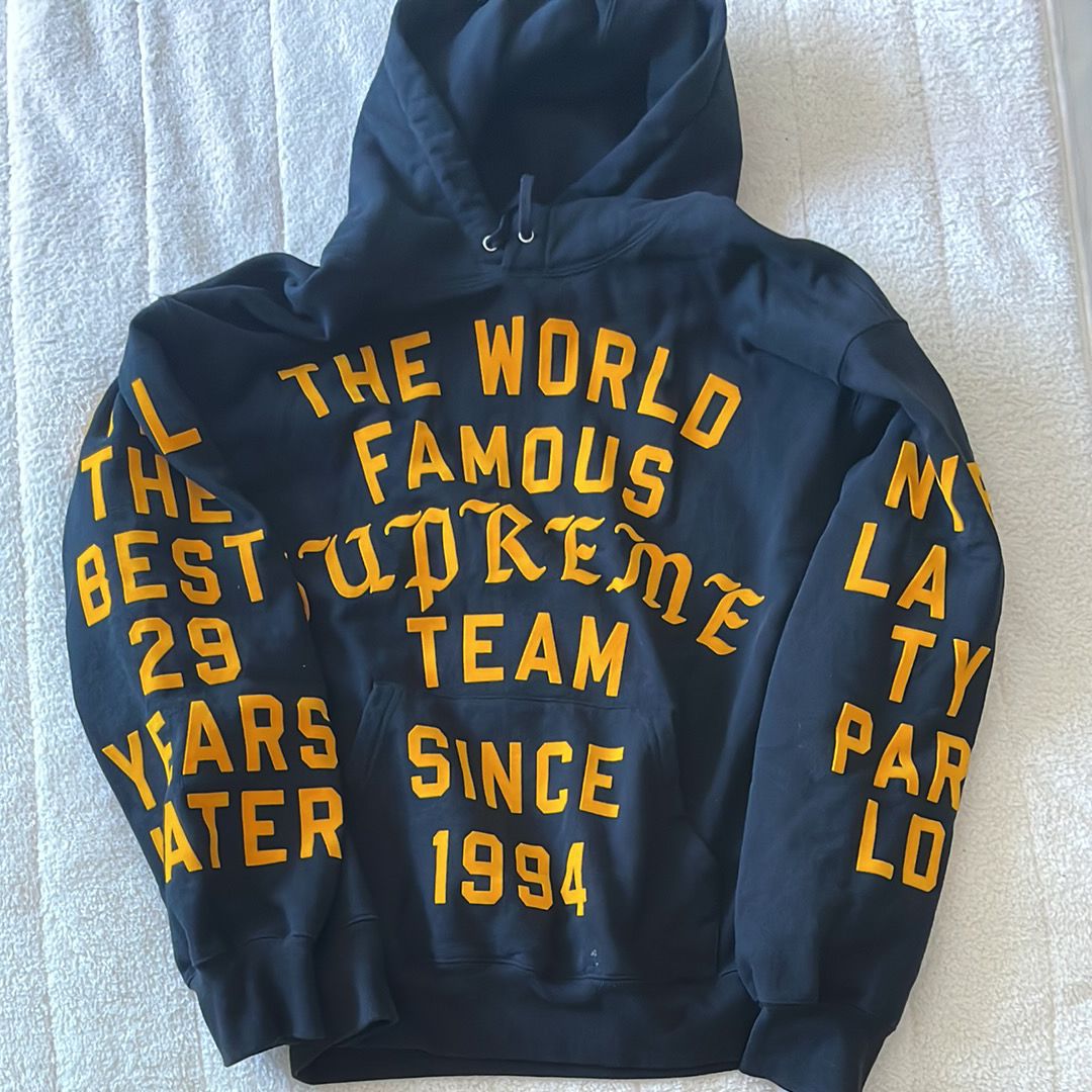 Supreme Team Flocked Hooded Sweatshirt "Black"