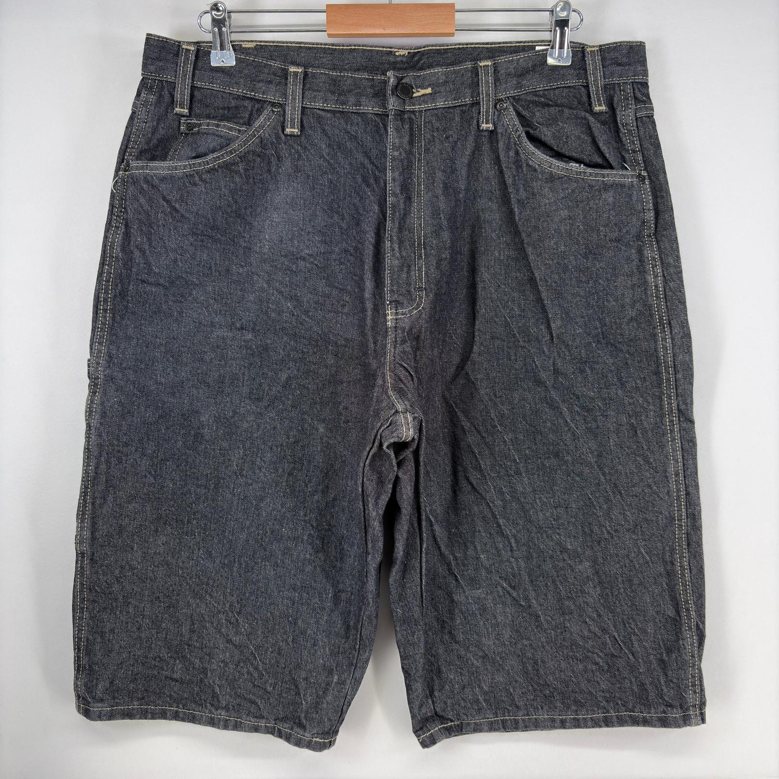 古着 ディッキーズ Dickies デニム ショートパンツ ハーフパンツ ジップフライ ペインター ワンポイントロゴ w38 ブラック メンズ