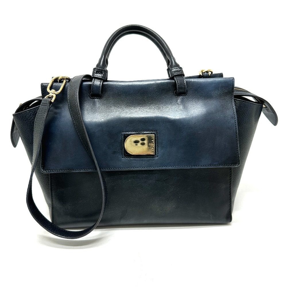 フルラ FURLA エマトート ターンロック 2WAY カバン バッグ ショルダーバッグ トートバッグ レザー ブルー
