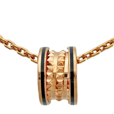 ブルガリ B-ZERO.1 ビーゼロワン ロック ブラックセラミック ネックレス 18金 K18ピンクゴールド ユニセックス BVLGARI 中古