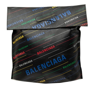 バレンシアガ ロゴ トートバッグ ハンドバッグ 541908 ブラック マルチカラー レザー レディース BALENCIAGA 中古