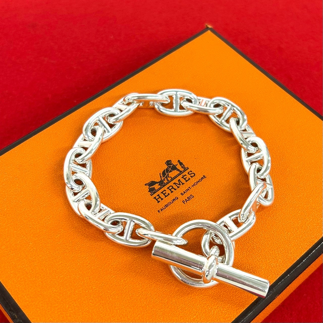 HERMES エルメス シェーヌダンクル MM ブレスレット 17コマ シルバー925 ブレスレット シルバー
 11630
