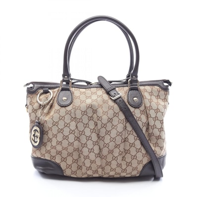 グッチ GUCCI スーキー GGキャンバス ハンドバッグ バッグ キャンバス レザー レディース ベージュ系 / ブラウン系 285730 【中古】