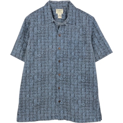 古着 90~00年代 エルエルビーン L.L.Bean SLIGHTLY FITTED 総柄 半袖 オープンカラー コットンシャツ ボックスシャツ メンズM相当 ヴィンテージ/eaa660991