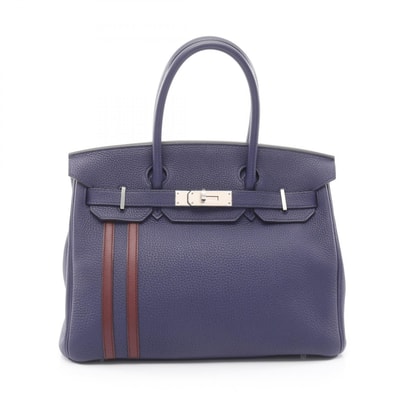 エルメス HERMES バーキン30 オフィサー ブルーアンクル ボルドー ハンドバッグ バッグ トゴ / ヴォースイフト トゴ C刻印(2018年製造) レディース ネイビー系 / ブラウン系 077628CK 【中古】