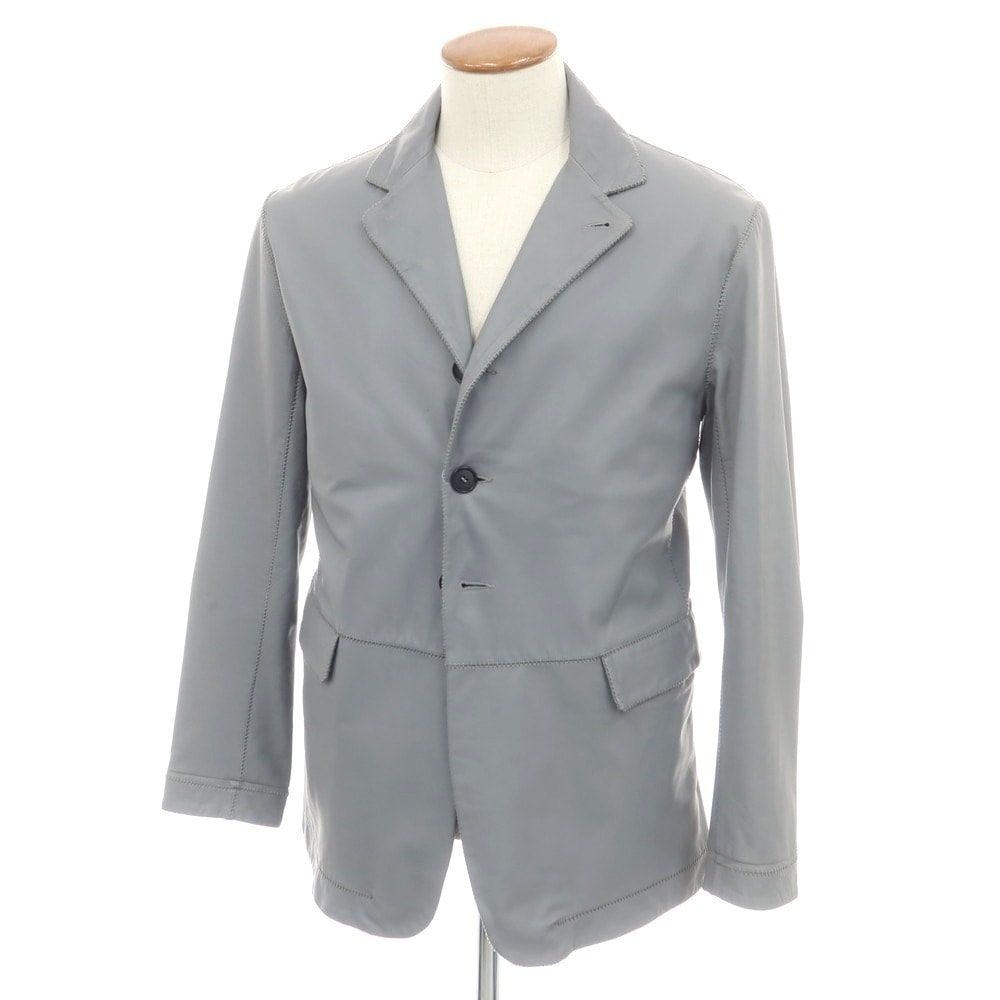 【中古】ジョルジオアルマーニ GIORGIO ARMANI レザー カジュアルジャケット グレー【サイズ48】【メンズ】