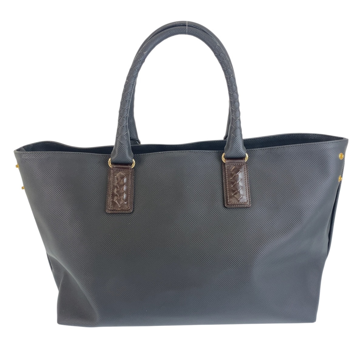 BOTTEGAVENETA ボッテガヴェネタ イントレチャート マルコポーロ ラージ ブラック ブラウン PVC レザー/ トートバッグ 1-0295777 【中古】