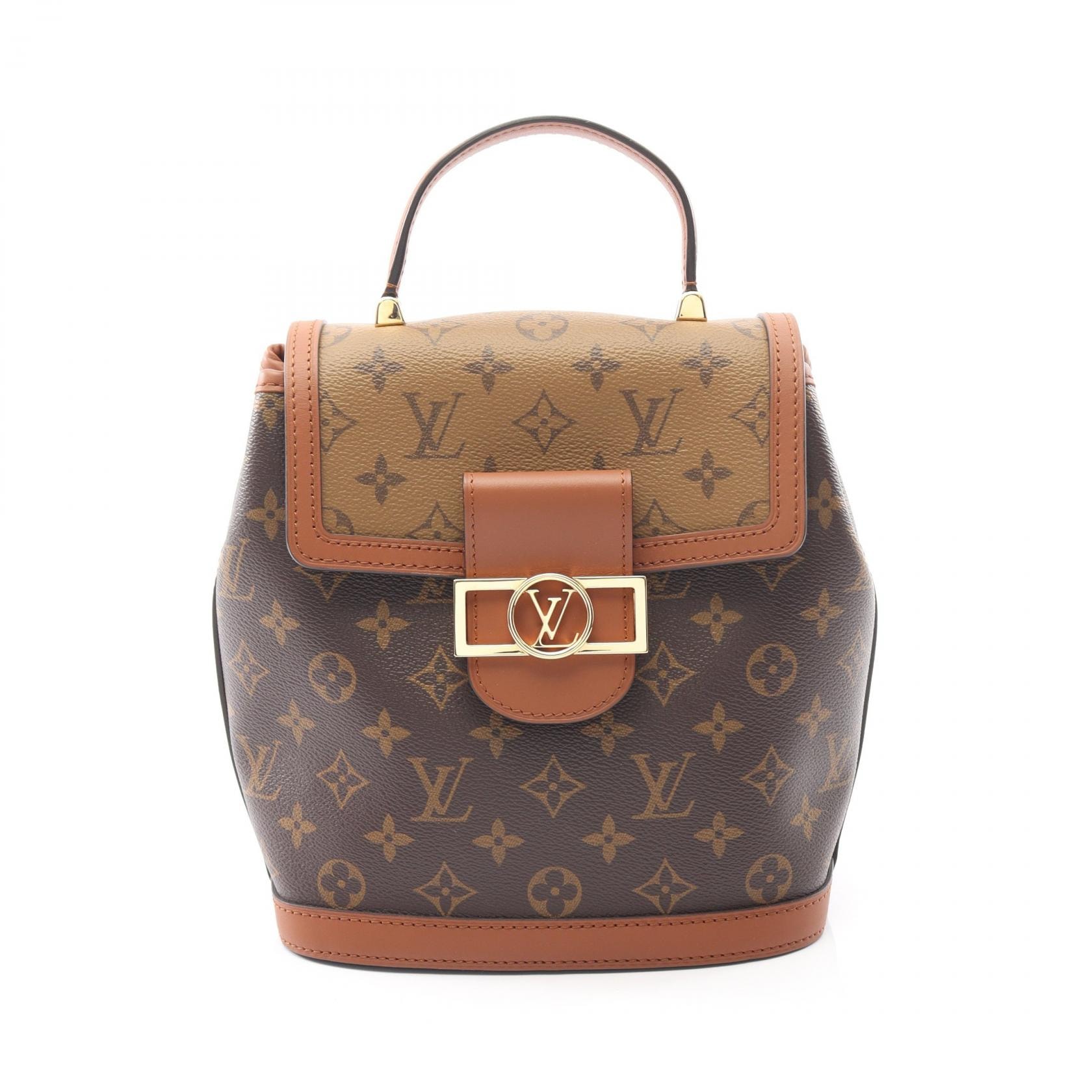 ルイ・ヴィトン LOUIS VUITTON ドーフィーヌ バックパック リュックサック バックパック バッグ PVCコーティングキャンバス レザー モノグラム・リバース レディース ブラウン系 M45142 【中古】