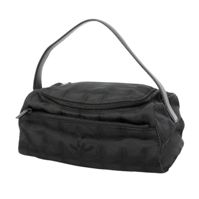 【6hf6392-k】シャネル バニティバッグ ニュートラベル ナイロン ブラック シルバー金具【中古】レディース