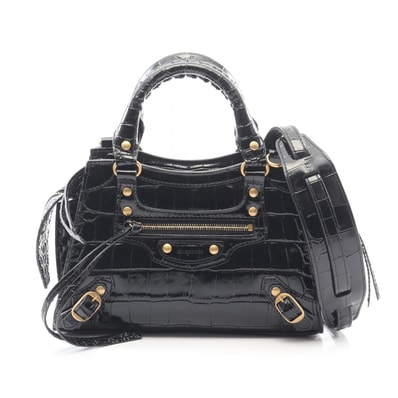 バレンシアガ BALENCIAGA NEO CLASS CITY MINI ネオ クラシック シティ ミニ ハンドバッグ バッグ レザー レディース ブラック系 【中古】