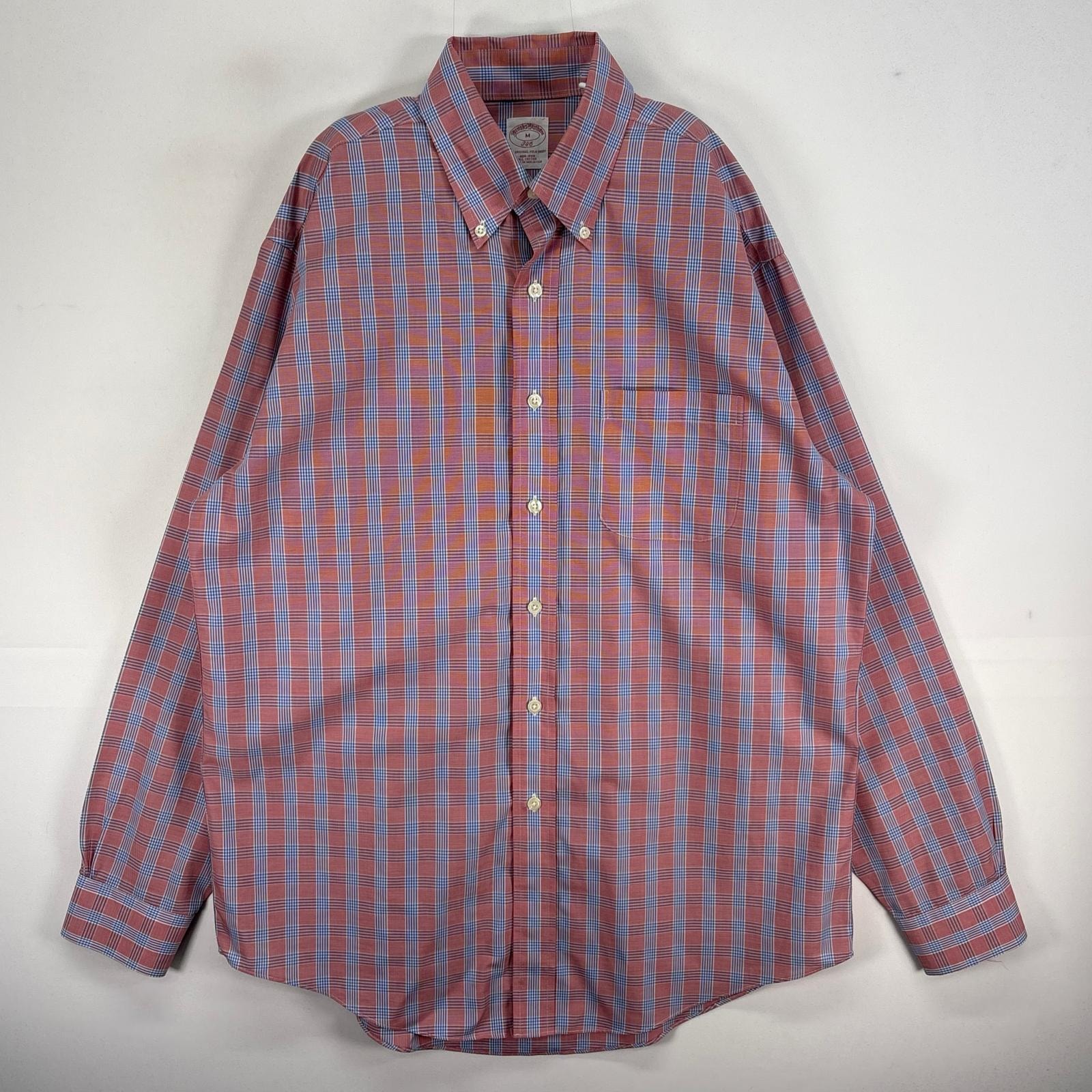 古着 ブルックスブラザーズ Brooks Brothers 長袖シャツ 346 ボタンダウン チェック M  オレンジ系 マルチカラー メンズ