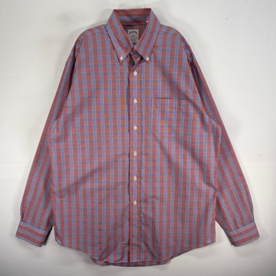 古着 ブルックスブラザーズ Brooks Brothers 長袖シャツ 346 ボタンダウン チェック M オレンジ系 マルチカラー メンズ