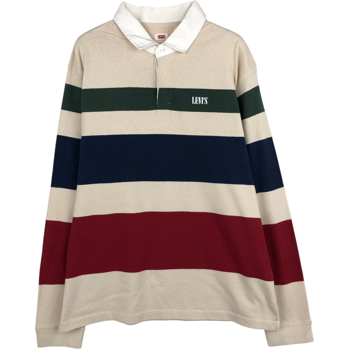 古着 リーバイス Levi's RELAXED RELAX ボーダー柄 マルチボーダー 長袖 ラガーシャツ メンズL相当/eaa625379