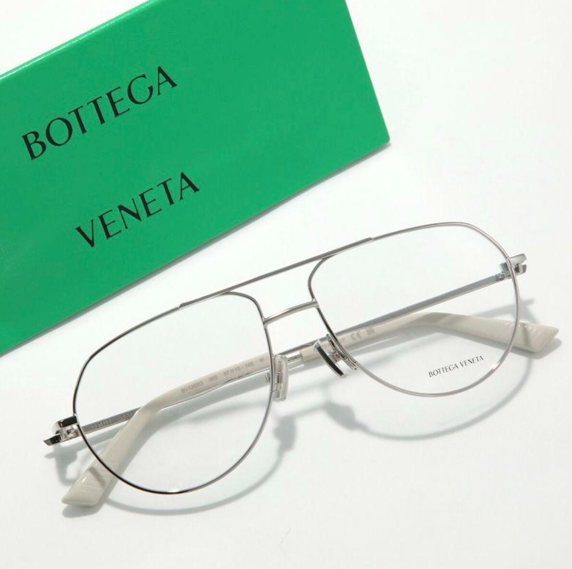 BOTTEGA VENETA ボッテガヴェネタ メガネ BV1301O メンズ ウェリントン型 メタルフレーム めがね 眼鏡 アイウェア 002/SILVER-TRANSPARENT