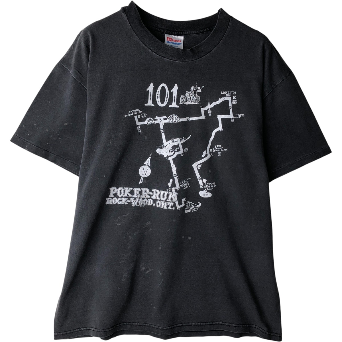 古着 90年代 ヘインズ Hanes HEAVYWEIGHT 101 Poker Run ポーカーラン モーターサイクル バイクTシャツ USA製 メンズL相当 ヴィンテージ/eaa617510