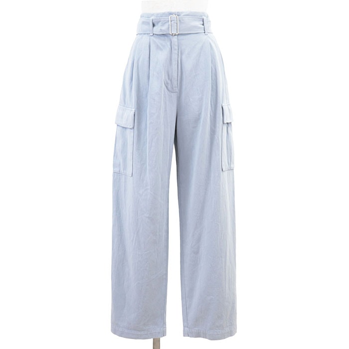 未使用 クラネ カーゴ 2タック ワイドテーパード ミリタリー パンツ レディース サックスブルー 1 CLANE