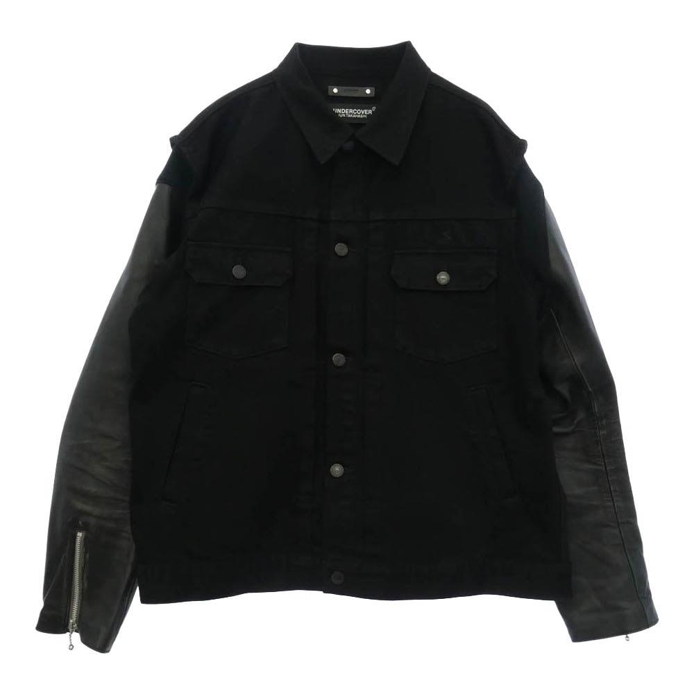 UNDERCOVER アンダーカバー MINEDENIM マインデニム 24AW UC2D9208 x MINEDENIM マインデニム Leather Sleeve Denim Jacket レザースリーブ デニムジャケット ブラック系 3【中古】