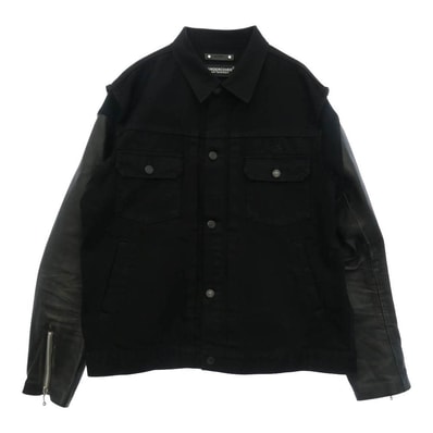 UNDERCOVER アンダーカバー MINEDENIM マインデニム 24AW UC2D9208 x MINEDENIM マインデニム Leather Sleeve Denim Jacket レザースリーブ デニムジャケット ブラック系 3【中古】