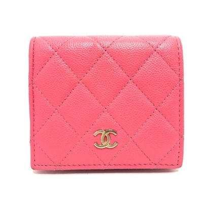 シャネル CHANEL スモールフラップウォレット AP3178 マトラッセ 二つ折り財布 財布 二つ折り 折り財布 2つ折り財布 キャビアスキン ピンク