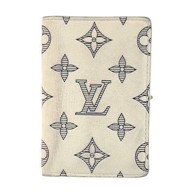 LOUIS VUITTON ルイヴィトン モノグラム シャドウ オーガナイザー ドゥ ポッシュ ブロン ネイビー レザー カードケース 名刺入れ 男女兼用 602436 【中古】