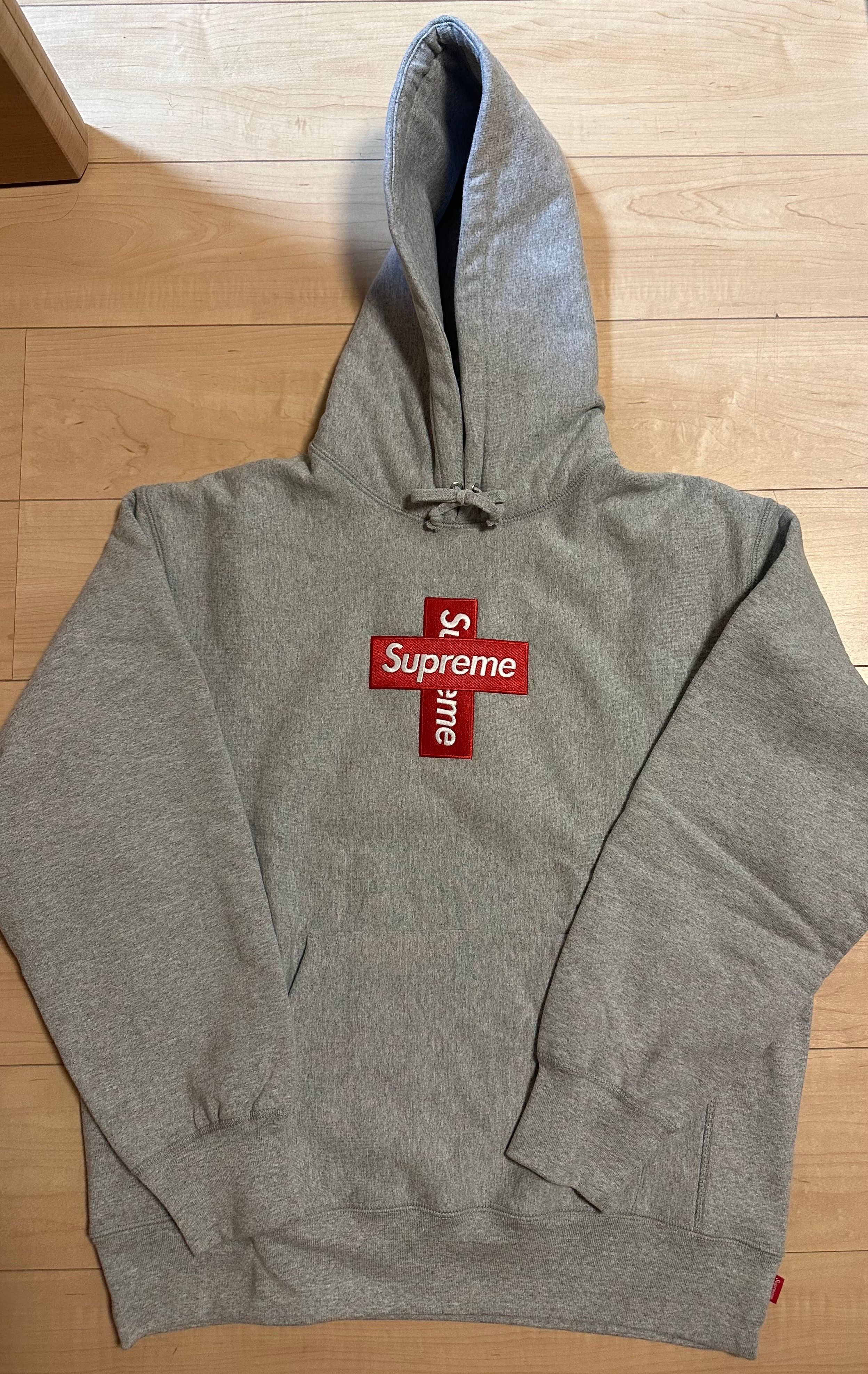 Supreme Cross Box Logo Hooded Sweatshirt "Grey"
