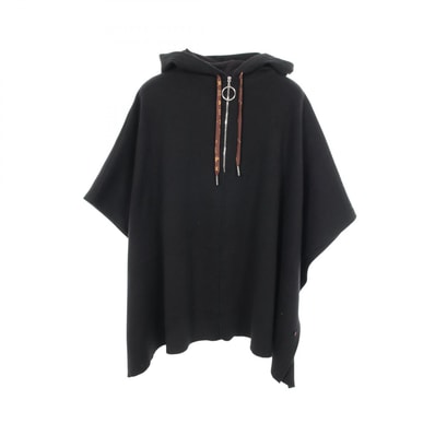 ルイ・ヴィトン LOUIS VUITTON フーデッド ニットケープ ポンチョ 衣料品 アウター カシミヤ コットン レディース ブラック系 【中古】