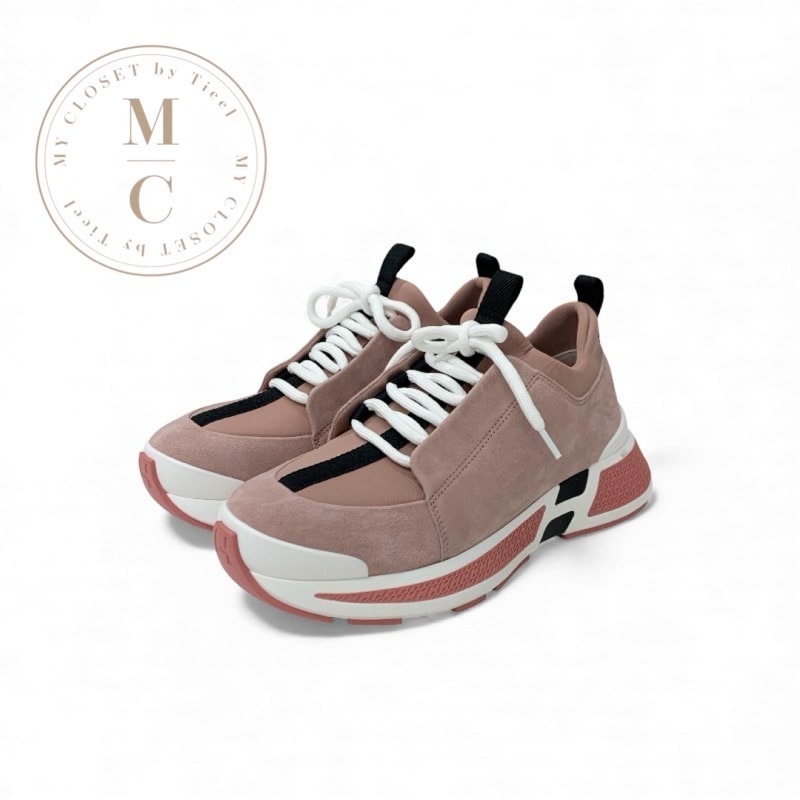 エルメス HERMES ジャスト スニーカー 靴 シューズ スエード ファブリック ピンク ブラック ホワイト 未使用