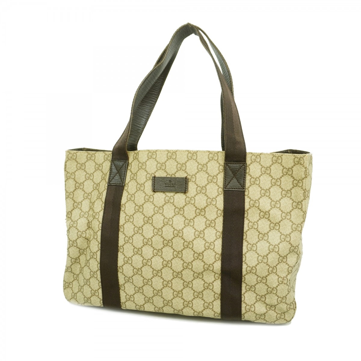 【6ce6313-k】グッチ トートバッグ GGスプリーム 141624 PVC ブラウン シルバー金具【中古】レディース