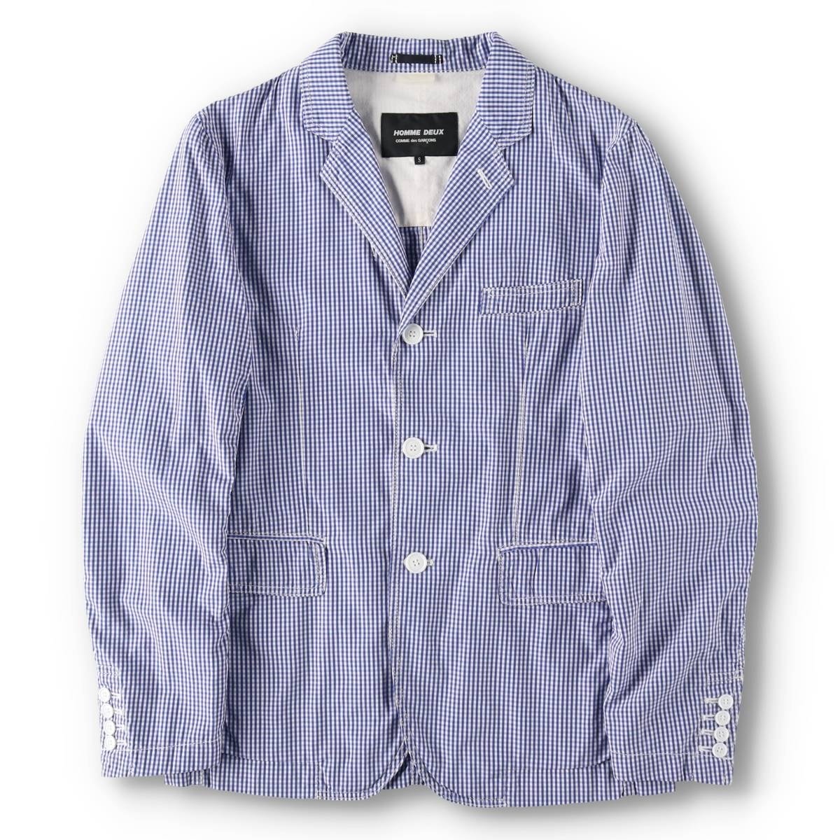 古着 コムデギャルソン COMME des GARCONS HOMME DEUX ギンガムチェック コットンテーラードジャケット メンズS相当/yaa000599