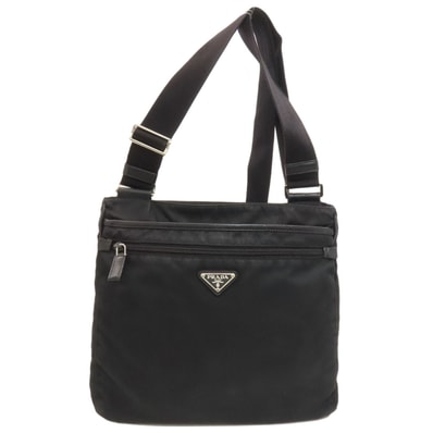 PRADA Tessuto Saffiano Nylon Shoulder Bag "Black"