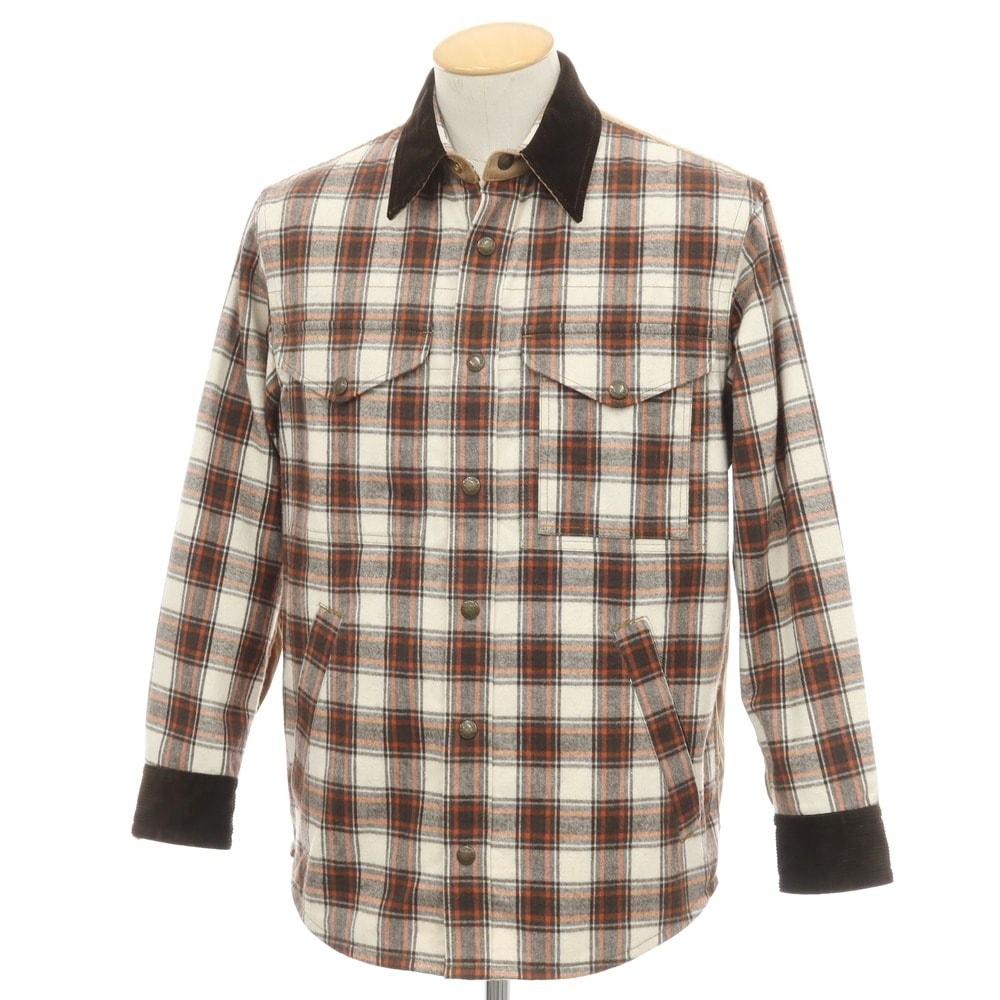 【中古】ジュンヤワタナベ マン JUNYA WATANABE MAN × FILSON 2025年秋冬 チェック コーデュロイ 切替 カジュアルシャツ ブラウンxホワイト【サイズXS】【メンズ】