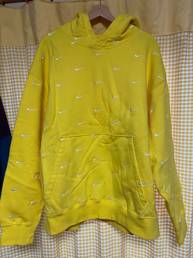 Nike All Over Swoosh Logo Hoodie "Yellow"