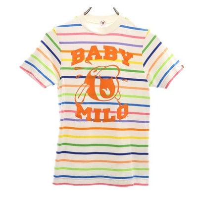 A BATHING APE アベイシングエイプ ボーダー 半袖 Tシャツ SHORT ホワイト系