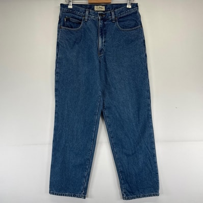 古着 エルエルビーン L.L.Bean デニム パンツ テーパード 裏地付 ジーパン デニム w33×L30 ブルー系 メンズ
