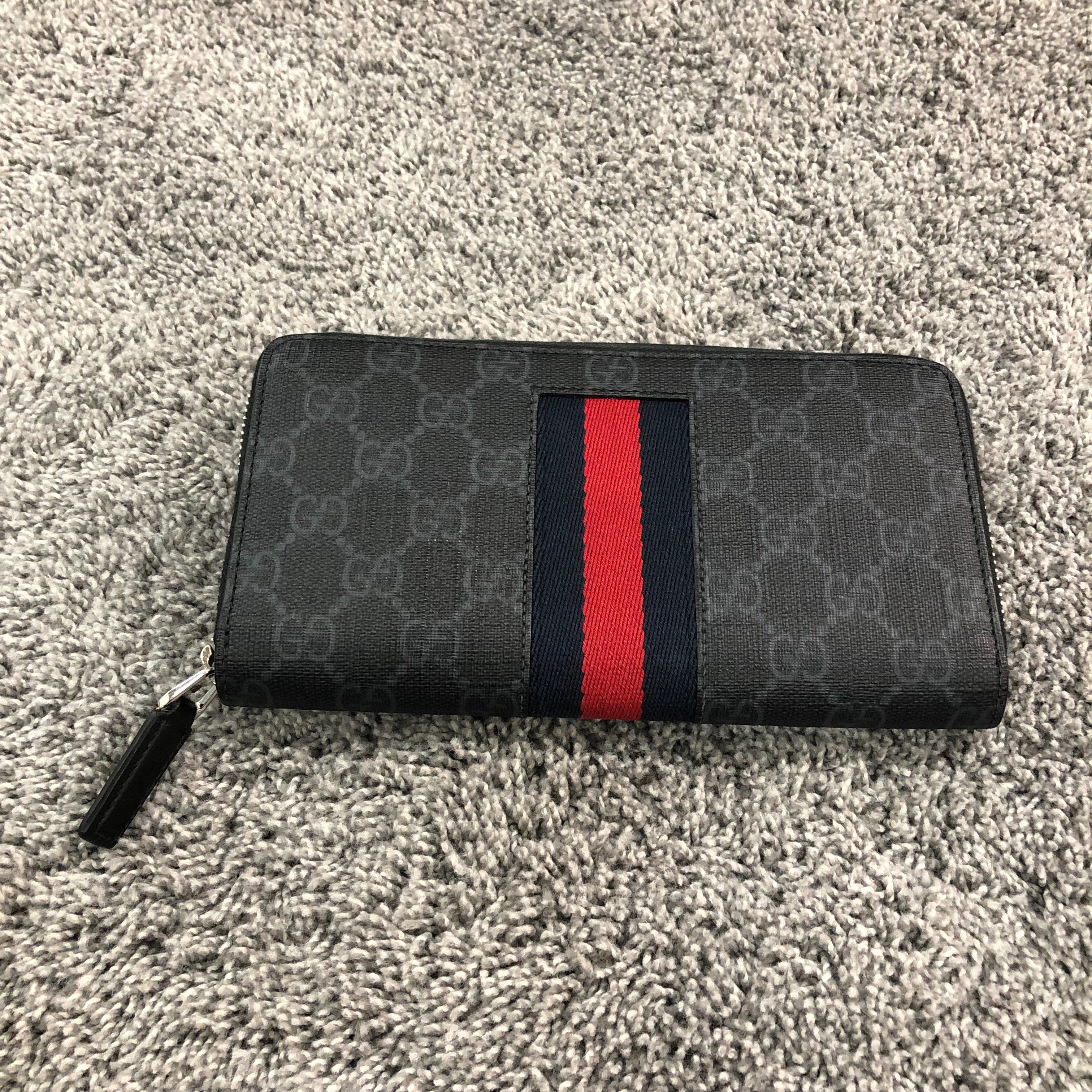 GUCCI GG Supreme Web Zip Around Wallet "Black"