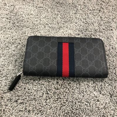 GUCCI GG Supreme Web Zip Around Wallet "Black"