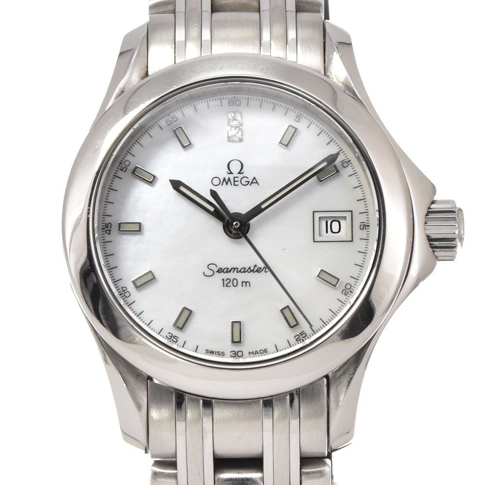 オメガ OMEGA 2581.64 シーマスター 120M 2Pダイヤ デイト クォーツ レディース 良品 M#145229