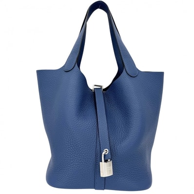 HERMES エルメス ハンドバッグ ピコタンロックMM 鞄 かばん W刻印 トリヨン ブルー系 シルバー金具 レディース 美品 2024年【中古品】