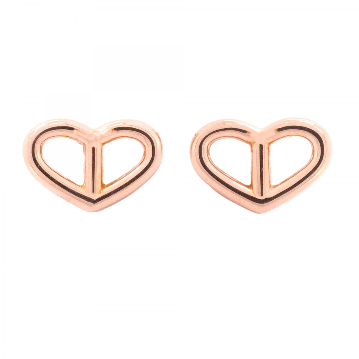 【6jdb0463】エルメス ピアス シェーヌダンクル ハート K18PG ピンクゴールド【中古】レディース