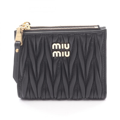 ミュウ ミュウ Miu Miu MATELASSE'MIU マテラッセ 二つ折り財布 財布 レザー レディース ブラック系 5ML024AFPPF0002 【新品】