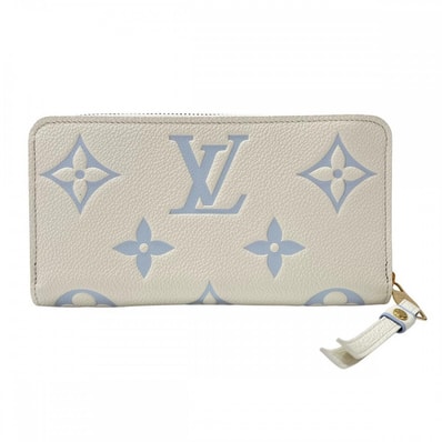 LOUIS VUITTON ルイヴィトン 長財布 ジッピーウォレット ロングウォレット ラウンドファスナー M83308 モノグラムアンプラント ラテホワイト キャンディブルー ゴールド金具 レディース 美品【中古品】