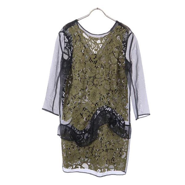 MSGM 長袖 シアー レース ワンピース