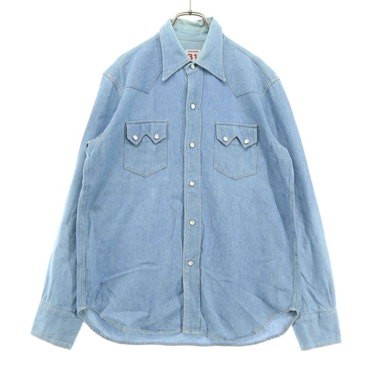 UNION ユニオン 日本製 長袖 デニムシャツ M ライトブルー