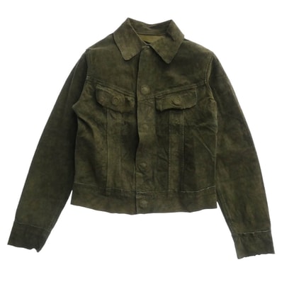 tricot COMME des GARCONS トリココムデギャルソン ジャケット TN-J005 AD2004 スエードレザー トラッカー ジャケット カーキ系 M【中古】